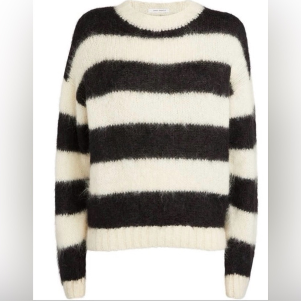MOTHER Bold Stripe Black and Cream Sweater King Julian Alpaca wool